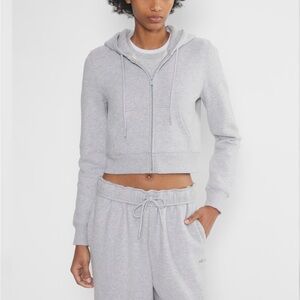 Aritzia Cozy Fleece Snug Zip Hoodie Heather Chrome Size Small